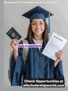 Diverse students collaborating in international scholarship learning environment